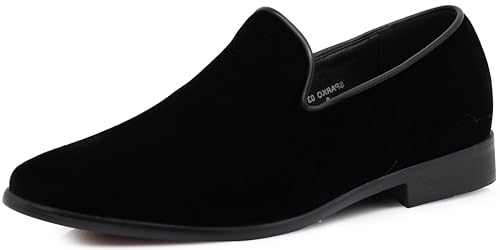 SPK03 Herren Vintage Einfarbig Samt Kleid Loafers Slip On Schuhe Klassische Smoking Kleid Schuhe, Schwarz (schwarz), 46 EU von Enzo Romeo