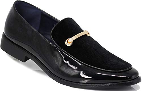 SPK05 Herren Vintage Satin Silky Floral Print Stickerei Loafers Slip On Schuhe Klassische Smoking Kleid Schuhe, Schwarz (30), 47 EU von Enzo Romeo