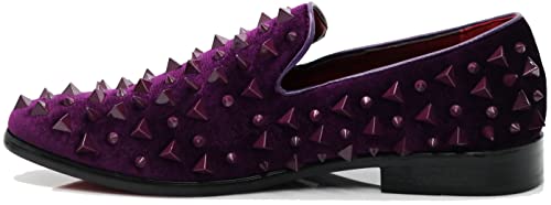 SPK16 Herren Vintage Spike Kleid Loafers Slip On Mode Schuhe Klassische Smoking Kleid Schuhe, Violett, 40 EU von Enzo Romeo