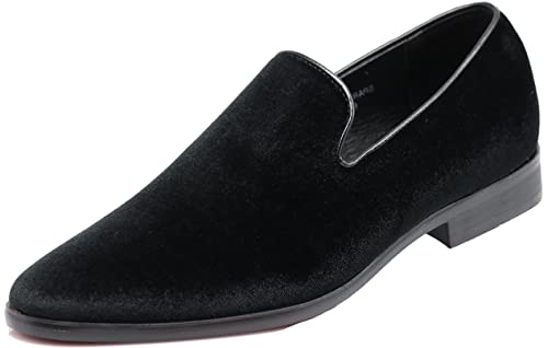 SPT03 Herren Vintage Einfarbig Samt Kleid Loafers Slip On Schuhe Klassische Smoking Kleid Schuhe, Schwarz (schwarz), 43 EU von Enzo Romeo