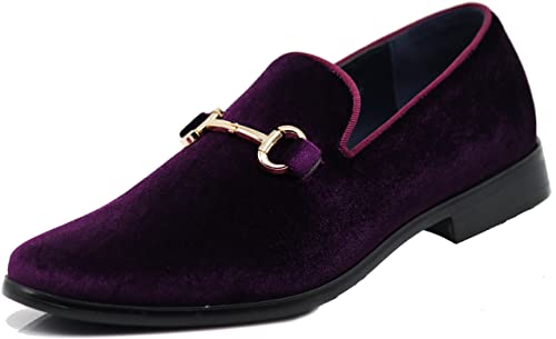 SPT03 Herren Vintage Einfarbig Samt Kleid Loafers Slip On Schuhe Klassische Smoking Kleid Schuhe, Violett (Violett (Skaland)), 42.5 EU von Enzo Romeo
