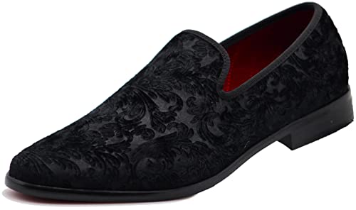 SPT03 Herren Vintage Plain Samt Kleid Loafers Slip On Schuhe Klassische Smoking Kleid Schuhe, Schwarz 35, 42.5 EU von Enzo Romeo