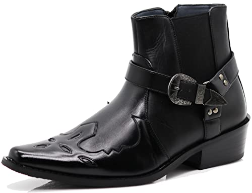 WT11 Herren Western Cowboy Motorrad Stiefeletten, Schwarz (13), 42 EU von Enzo Romeo