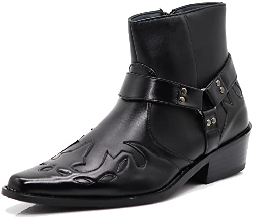 WT11 Herren Western Cowboy Motorrad Stiefeletten, Schwarz (14), 41.5 EU von Enzo Romeo