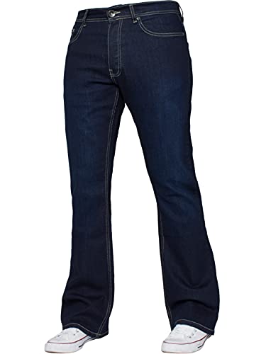 Enzo Herren-Jeans, Bootcut, weites Bein, Stretch, Glocke, ausgestellt, Denim-Hose, alle Taillengrößen, indigo, 38 W/30 L von Enzo