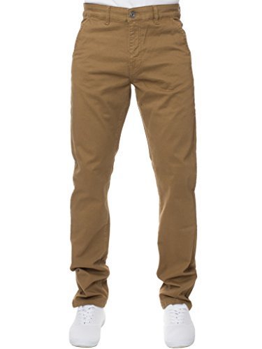 Enzo Herren Designer Mode Chino Stretch Hautenge Jeans Hose alle Größen - Hellbraun, 32W x 30L von Enzo