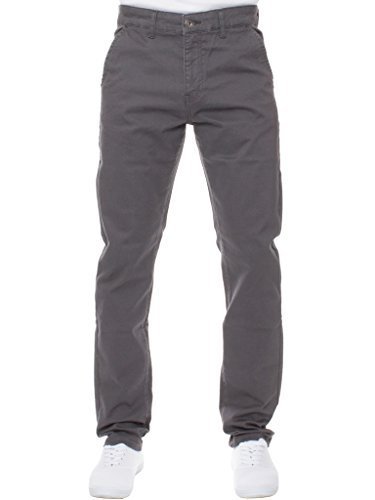 Enzo Herren Designer Mode Chino Stretch Hautenge Jeans Hose alle Größen - grau, 40W x 32L von Enzo