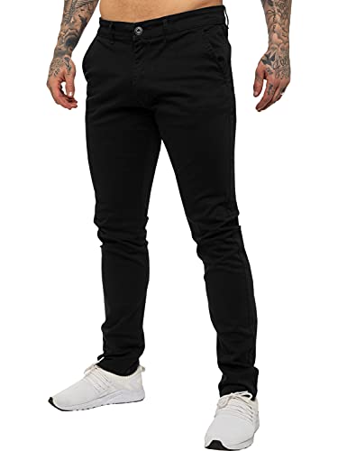 Enzo Herren Designer Skinny Slim Fit Chinos Super Stretch Hose EZ348 Schwarz 46 Regular, Schwarz , 46W x 32L von ENZO ANGIOLINI