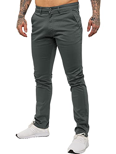 Enzo Herren Designer Skinny Slim Fit Chinos Super Stretch Hose Gr. 44W x 30L, grau von ENZO ANGIOLINI