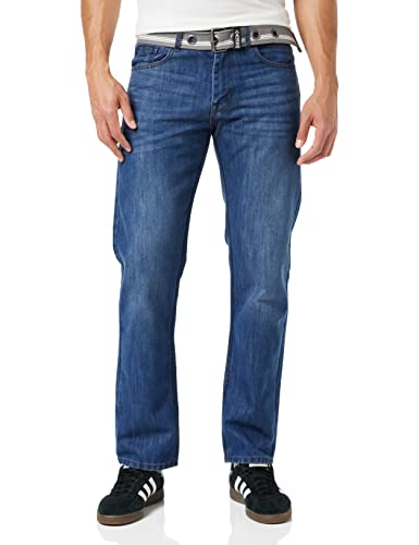 Enzo Herren EZ324 Straight Jeans, Blue (Midwash), W46/L32 (Size:46 R) von Enzo
