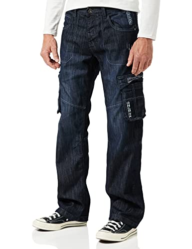 Enzo Herren Ez404 Loose Fit Jeans, Blau (Dark Stonewash DSW), 30W / 32L von Enzo