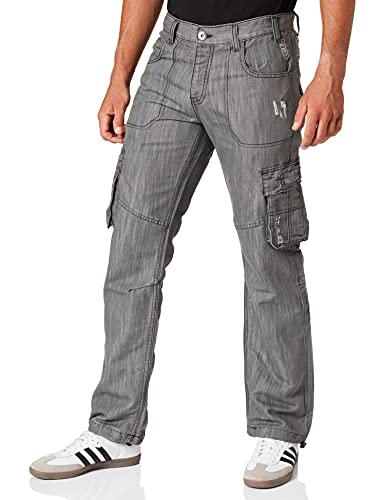 Enzo Herren Ez404 Loose Fit Jeans, Grau (Grey Grey), 34W / 32L von Enzo
