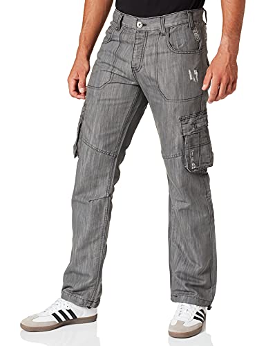 Enzo Herren Ez404 Loose Fit Jeans, Grau (Grey Grey), 40W / 30L von Enzo