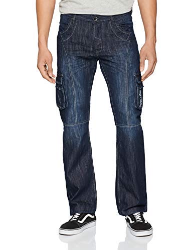 Enzo Herren Straight Jeans KZ103, Blau (Dark Stonewash Blue), Gr. W34/L34 (Herstellergröße: 34L) von Enzo