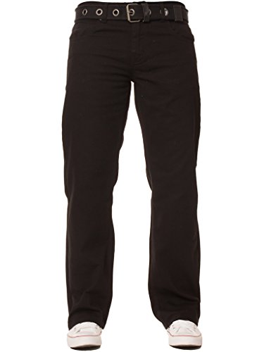 Enzo Herren locker sitzend Jeans blau Gratis Gürtel - Schwarz, 38 W X34L von Enzo