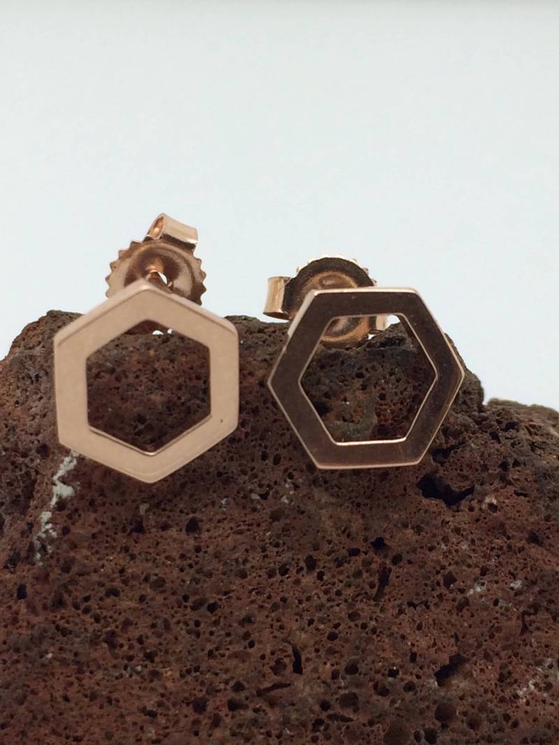 14K Rose Gold Ohrstecker Handgefertigter Edler Schmuck von Enzo77