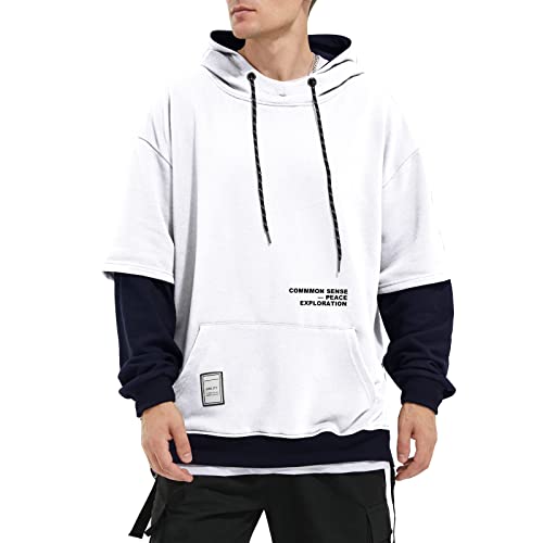 Eocicvvi Hoodie Herren Pullover Hip Hop Kapuzenpullover Oversize Patchwork mit Kontrastfarbe japanische Streetwear Urban Sweater von Eocicvvi