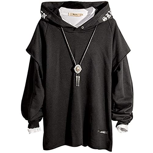 Eocicvvi Pullover Herren mit Kapuze Hiphop Hoodie für Männer Kapuzenpullover Streetwear Sweatshirt Vintage Langarm Casual Jumper(Schwarz,M) von Eocicvvi