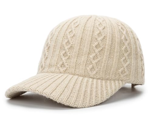 Baseball-Kappen aus Lammwolle, warm, Winter, Teddy-Fleece, Hip-Hop-Kappe für Männer und Frauen, Outdoor, Reisen, Strick-beige, Medium von Eohak