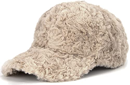 Lammwolle Baseballkappen Warm-Winter Teddy-Fleece Hip-Hop Cap für Männer Frauen Outdoor Reisen, Khaki-Imitat Kaninchenfell, Medium von Eohak