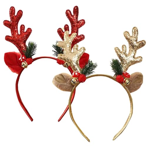 2STK Rentier Haarreif Weihnachten -23 * 10 * 1 Cm Rentier Haarreifen,Rentier Geweih Stirnband,Stirnband Mit Geweih,Weihnachtsstirnband Für Weihnachtsbedarf Und Urlaubspartys Themenveranstaltungen von Eoixuqba