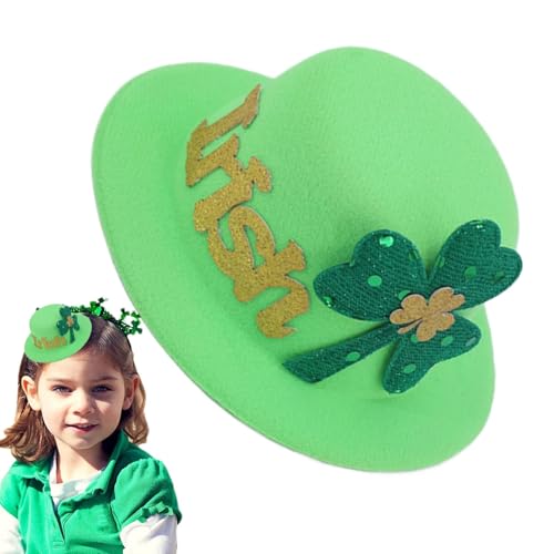 Eoixuqba St. Patrick's Day Hut-Haarspangen,St. Patricks Day Haarspange | Grüne Glücksblätter Kleeblatt-Hutförmige Haarnadel,Exquisite Kleeblatt-Glückshaarspangen, grüner irischer Haarschmuck von Eoixuqba