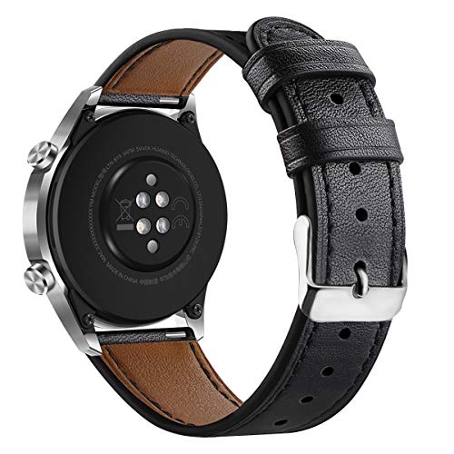 Eono Leder Uhrenarmbänder 22mm, Lederarmband Ersatzband Armband mit Schnellverschluss für Herren Damen Armbanduhr 18mm 20mm 22mm, Schwarz von Eono