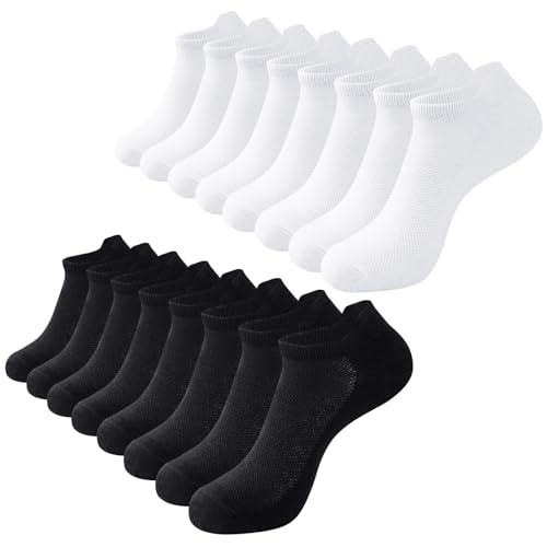 Eono Sneaker Socken Herren 43-46/37-42, 8 Paar Socken Herren Damen, Leicht und Atmungsaktive Baumwolle Herrensocken Laufsocken Sportsocken Kurze Unisex(37-42) von Eono