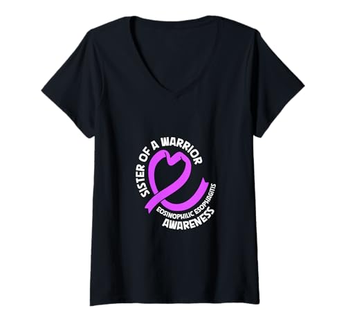 Damen Schwester eines Kriegers - EOE Mut T-Shirt mit V-Ausschnitt von Eosinophile Ösophagitis Awareness Designs