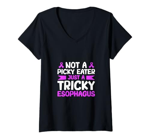 Damen Schwieriger Esophagus - Nicht wählerisch T-Shirt mit V-Ausschnitt Damen Schwieriger Esophagus - Nicht wählerisch T-Shirt mit V-Ausschnitt von Eosinophile Ösophagitis Awareness Designs