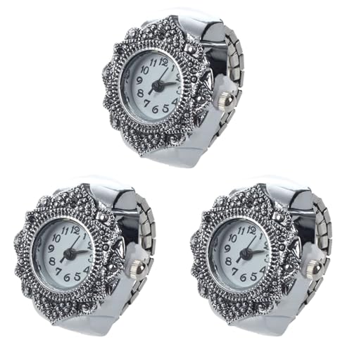 Eoslcusmvl 3X Tibetsilber 22mm Ringuhr Finger Uhr Fingeruhr Uhrenring TOP von Eoslcusmvl