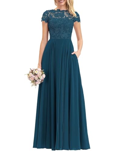 Damen Chiffon Kurze Ärmel Brautjungfernkleider Lange Mutter Der Braut Kleider A-Linie Formal Abendkleid Damen Chiffon Kurze Ärmel Brautjungfernkleider Lange Mutter Der Braut Kleider A-Linie Formal Abendkleid von Eossvifer