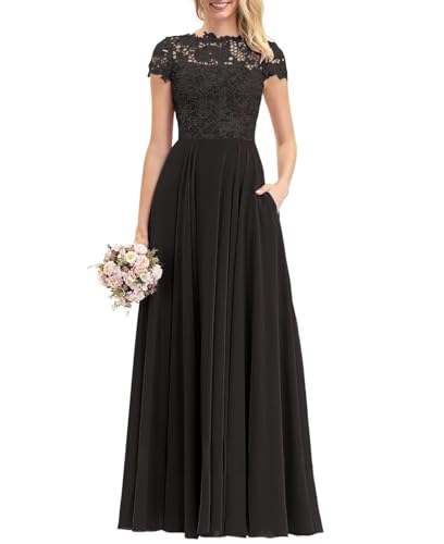 Damen Chiffon Kurze Ärmel Brautjungfernkleider Lange Mutter Der Braut Kleider A-Linie Formal Abendkleid Damen Chiffon Kurze Ärmel Brautjungfernkleider Lange Mutter Der Braut Kleider A-Linie Formal Abendkleid von Eossvifer