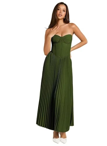 Damen Off Shoulder Brautjungfernkleid Lange Chiffon Plissiert Ballkleider A Linie Elegant Abendkleid von Eossvifer