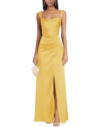 Eossvifer Damen Satin Brautjungfernkleider Lange Spaghettiträgern Ballkleider Meerjungfrau Abendkleid mit Schlitz Eossvifer Damen Satin Brautjungfernkleider Lange Spaghettiträgern Ballkleider Meerjungfrau Abendkleid mit Schlitz von Eossvifer