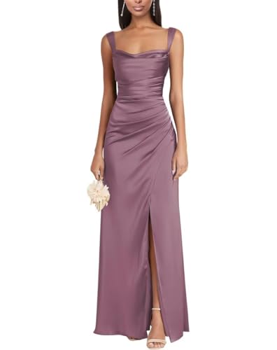Eossvifer Damen Satin Brautjungfernkleider Lange Spaghettiträgern Ballkleider Meerjungfrau Abendkleid mit Schlitz Eossvifer Damen Satin Brautjungfernkleider Lange Spaghettiträgern Ballkleider Meerjungfrau Abendkleid mit Schlitz von Eossvifer