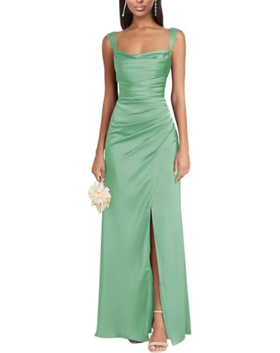 Eossvifer Damen Satin Brautjungfernkleider Lange Spaghettiträgern Ballkleider Meerjungfrau Abendkleid mit Schlitz Eossvifer Damen Satin Brautjungfernkleider Lange Spaghettiträgern Ballkleider Meerjungfrau Abendkleid mit Schlitz von Eossvifer