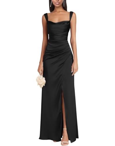 Eossvifer Damen Satin Brautjungfernkleider Lange Spaghettiträgern Ballkleider Meerjungfrau Abendkleid mit Schlitz Eossvifer Damen Satin Brautjungfernkleider Lange Spaghettiträgern Ballkleider Meerjungfrau Abendkleid mit Schlitz von Eossvifer
