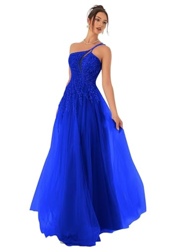 Eossvifer Damen Spaghettiträgern Tüll Ballkleider Lange Spitzenapplikationen Formelle Abendkleider Elegant Hochzeitskleid mit Schlitz von Eossvifer