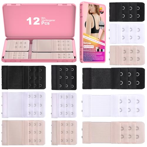Eotyunc BH Verlängerung für Damen, BH Erweiterung mit Aufbewahrungsbox, Elastischer BH-Verlängerer, 2/3 Haken, (Schwarz, Weiß, Beige) von Eotyunc