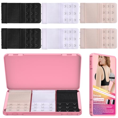 Eotyunc BH Verlängerung für Damen, BH Erweiterung mit Aufbewahrungsbox, Elastischer BH-Verlängerer, 3 Haken, (Schwarz, Weiß, Beige) von Eotyunc