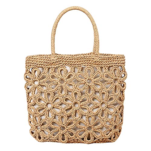 Eouayoree Casual Hollow Straw Frauen Handtasche Wicker Woven UmhäNgetasche Sommer Strand Rattan Tasche GroßE KapazitäT Tote GeldböRse von Eouayoree