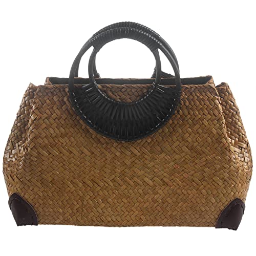 Eouayoree Frauen Stroh Weibliche Bambus Sommer Strand Weben Hand Tasche Dame Handgemacht Vintage Tasche Gestrickte Handtasche von Eouayoree