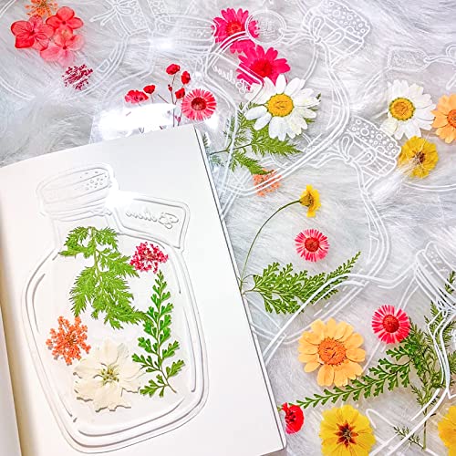 Eowppue 60pcs Transparent Dry Flowers Bookmarks, Personalized Glassware Sticker Bookmark, DIY Bookmark, Exquisite Decoration Materials von Eowppue