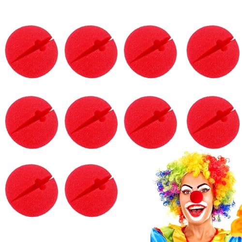 Eowppue Clownsnasen, 10 Stück, rot, aus Schaumstoff, für Cosplay, Zirkusnase, perfekt für Weihnachten, Comic-Kostümpartys, Halloween und Karneval - Spaß von Eowppue