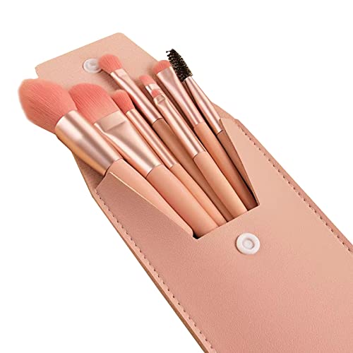 Eowppue Pinselset Makeup 8 Stück Make up Pinsel Set pinselset makeup Premium Synthetic Schminkpinsel set für Puder Concealer Highlighter Foundation Eyeliner Lidschatten（Pink & Speicherpaket） von Eowppue