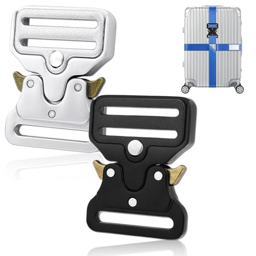 Gürtelschnalle 2er Set,Gürtelschnalle Metall ，40mm,Quick Release Buckle，Silber & Matt Schwarz ，DIY Rucksack Taschen Gürtel Schnalle, Ersatz gürtelschnalleHandwerk Basteln Accessoire für Männer von Eowppue