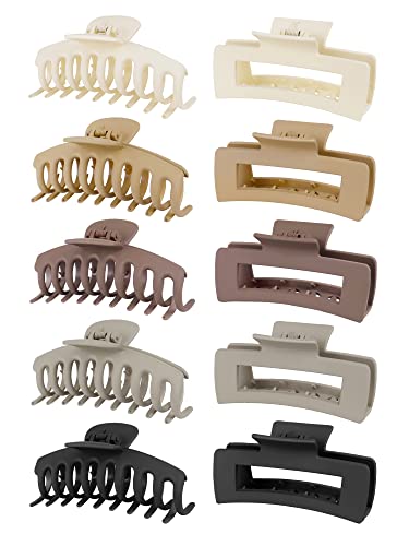 Haarklammer 10 Stück Haarklammer Groß Kunststoff Eckig Haarspangen Damen Haarspange Haarstyling Zubehör Für Frauen Mädchen von Eowppue