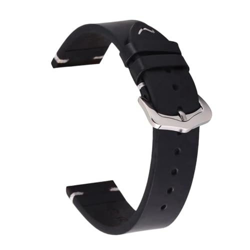Eoyajsze 18mm – 24mm Uhrenarmband aus gewachstem Leder, Schwarz, 20mm Eoyajsze 18mm – 24mm Uhrenarmband aus gewachstem Leder, Schwarz, 20mm von Eoyajsze
