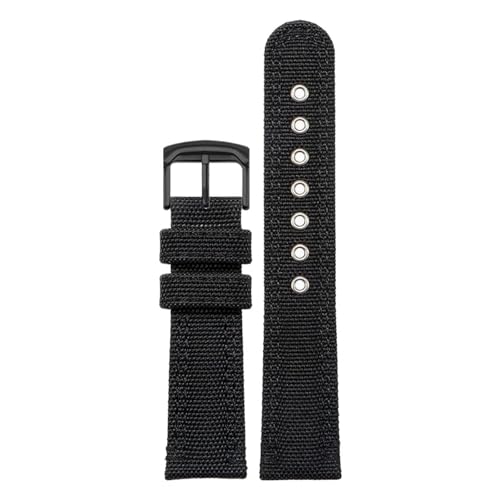 Eoyajsze 22mm Uhrenarmband aus Nylon und Canvas, schwarz-schwarz, 22mm von Eoyajsze